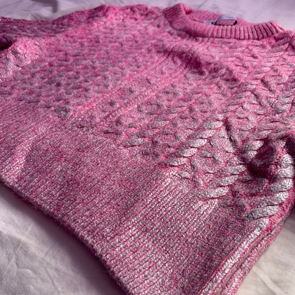 ZARA WOMAN FW23 PINK CABLE KNIT METALLIC SWEATER SIZES Medium 4331/136 - Picture 4 of 7